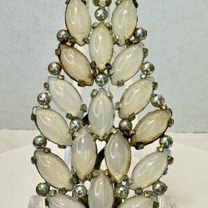 White Marquise Glass Stone Statement scarf,dress or fur clip